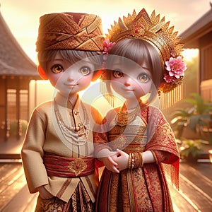 Twilight Embrace: Traditional Elegance, Central Java Indonesia