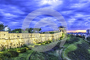 Twilight at Hwaseong fortress,Suwon,South Korea