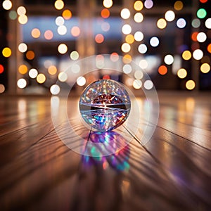 Twilight Kaleidoscope: Vibrant Blurred Lights in Modern Living Room photo