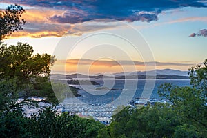 Twilight landscape of Porquerolles island, landscape from the fortress viewpoint.