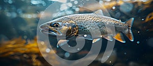 Twilight Leap: A Salmon\'s Migration Sonata. Concept Nature Documentary, Aquatic Wildlife, Ecosystem