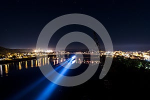 Twilight / Night Scene - Ironton-Russell Bridge - Ohio River - Ohio & Kentucky