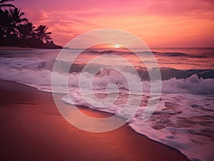 Twilight ocean hues in tropical pink and orange