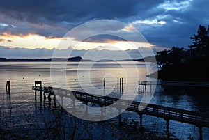 Twilight at Olga Dock on Orcas Island Washington photo