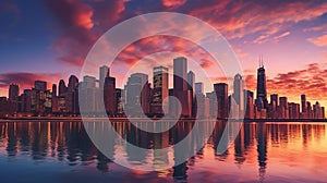 Twilight over chicago skyline