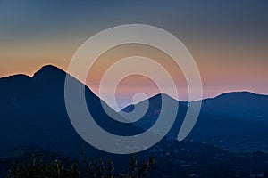 Twilight over the Ionian Sea on Corfu Island