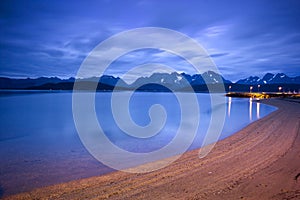 Twilight over the Lyngen Alps in northern Norway