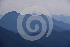 Twilight panorama view at Rotwand mountain, Bavaria, Germany