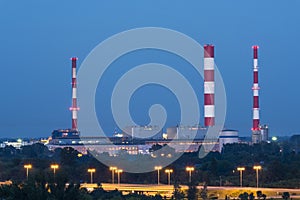 Twilight photo of ecological power plant