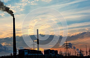 Twilight photo of power plant.