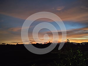 Twilight at ricefield