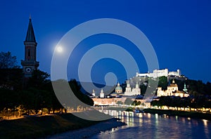 Twilight in Salzburg town