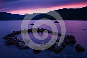 Twilight at Sanabria lake, Spain photo