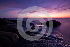 Twilight sea and rock