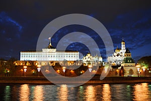 Twilight Skies Over Illuminated Moscow Kremlin