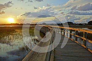 Twilight skies over marshes