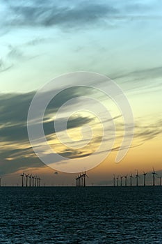 Twilight skies and windmill farm