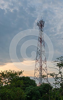 Twilight sky with Cell phone towers