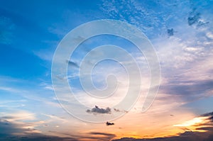 Twilight sky with colorful sunset and clouds