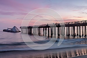 Twilight Sky over Seacliff Pier and SS Palo Alto Shipwreck.