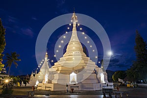 Twilight sky Wat Phra That Doi Kong Mu temple in Mae Hong Son