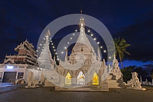 Twilight sky Wat Phra That Doi Kong Mu temple in Mae Hong Son
