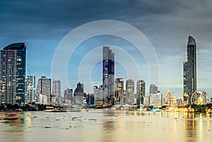 Twilight Splendor: Bangkok Cityscape - Night View of the Business District