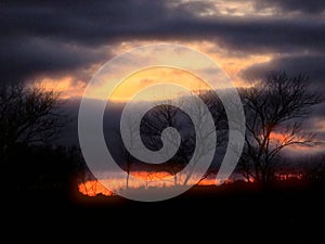 Twilight Sunset, In Crookham, Northumberland, England