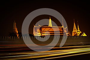 Twilight Temple of the Emerald Buddha Wat Phra Kaew of Bangkok