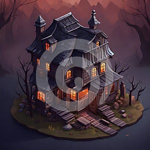 Twilight Terror: Isometric Game Village House