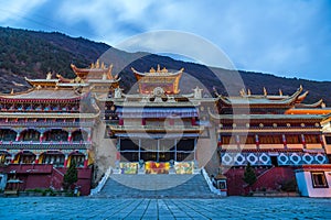 Twilight at tibetan monastery in Kangding