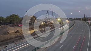 A Twilight Timelapse of Highway Construction Work in South Minneapolis