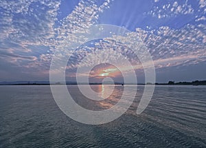 Twilight with tranquil horizon of Kaptai Lake Rangamati Chittagong