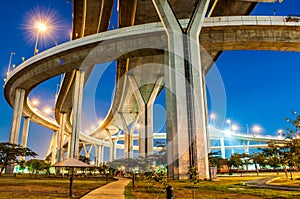 Twilight under view Bhumibol Bridge