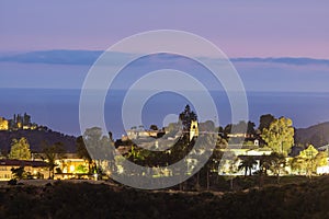 Twilight view of a beautiful mansion from Getty View Park