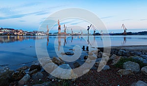 Twilight view of industrial port. Santander photo