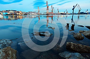 Twilight view of industrial port. Santander photo