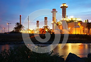 Twilight view of industry power plant