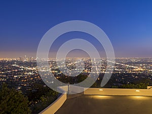 Twilight view of Los Angeles downtown from Griffin Observatory