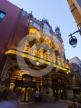 Twilight view of The Palau de la Musica Catalana. Barcelona photo