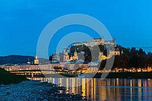 Twilight view of Salzburg old town