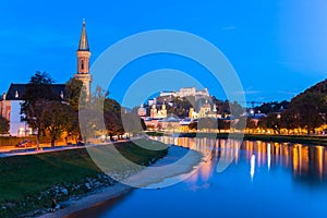 Twilight view of Salzburg old town