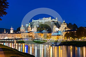 Twilight view of Salzburg old town