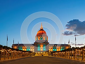 Twilight view of the San Francisco City Hall