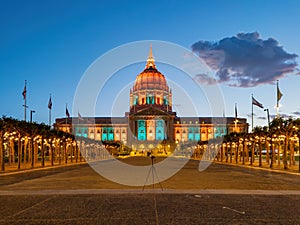 Twilight view of the San Francisco City Hall