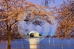 Twilight view of The Thomas Jefferson Memorial