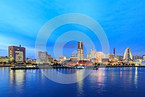 Twilight view of Yokohama bay