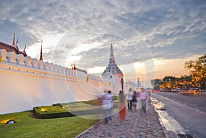 Twilight Wat pra kaew Grand palace at dust