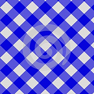 Twill blue and white diagonal plaid pattern