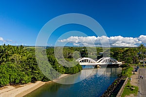 Twin arched bridge over the river Anahulu in Haleiwa on Oahu